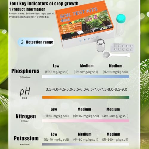 Kit de prueba de pH del suelo y probador de nutrientes 4 en 1 5