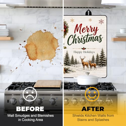 Image of NYZE Christmas Stove Top Cover for Electric Stove, Glass Stove Top Cover, Heat Resistant Glass Stovetop Protector, Kitchen Decor, Dish Drying Mats Cover for Washer Ceramic Top, 28.5x20.5 in