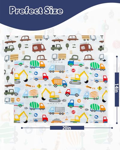 Image of ALVABABY Toddler Pillowcases 2 Pack Organic Cotton Fit 13 inchx 18 inch or 14 inchx19 inch Kids Pillow Cover Envelope for Girl Boy Travel(Pillowcase Only)