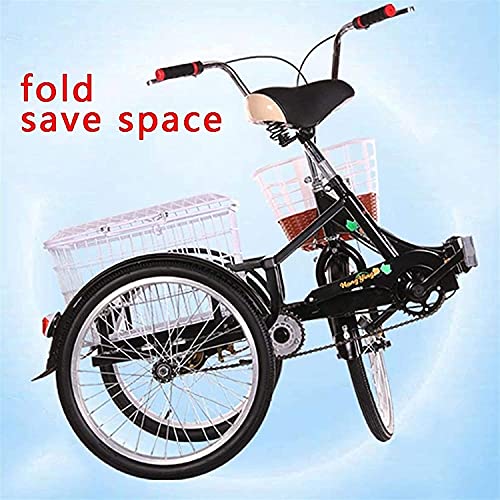 WYCSAD 3-Rad-Dreirad für Erwachsene – Fahrrad, Dreirad für Erwachsene, faltbares Dreirad für Erwachsene, 1-Gang-Dreirad mit 20-Zoll-Rädern, 3-Rad-Fahrrad mit verstellbarem Sitz vorne und hinten – Bild 3
