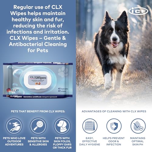 ICF | CLX Cat & Dog Wipes | Deep Cleansing Wipes for Paws, Skin Folds & Ears | Supports Healthy Skin & Odor Control | 40 Count - Image 6
