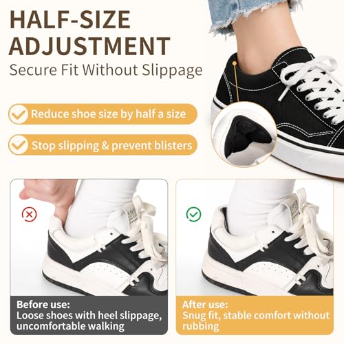 Image of 4 PRS 4D Cushioned Heel Grips - Pads for Big Shoes (Black) | 4D non-slip massage pads designed to prevent heel slipping and blisters. Premium inserts for loose shoes too big.