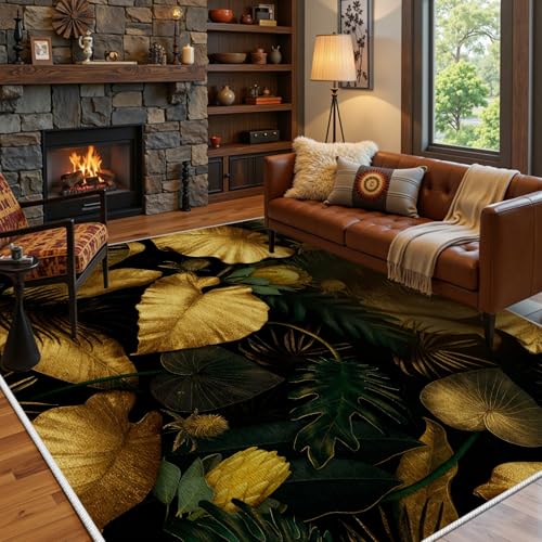 Tropical Palm Leaves Rug, 6x9ft, Tropical Plant Monstera Area Rugs,