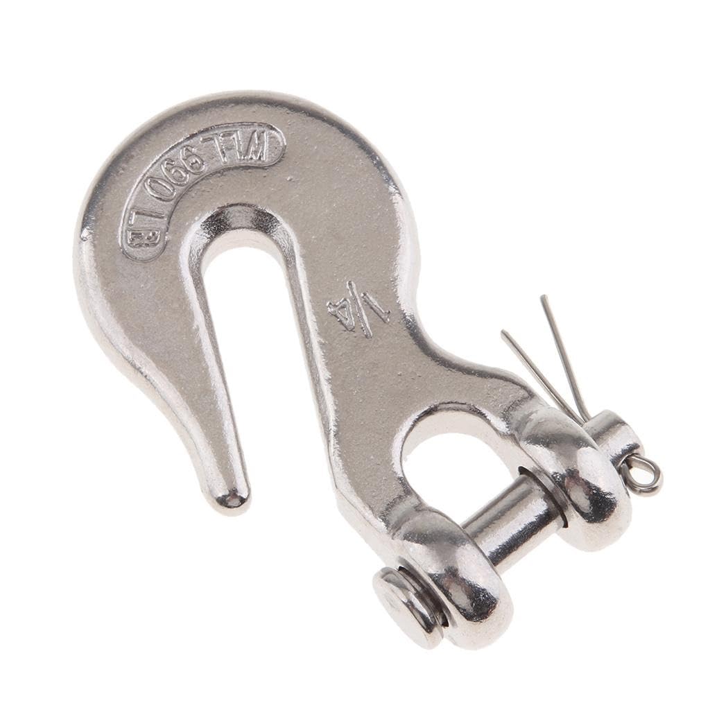 ZDCBMDB [Motorcycle Parts] 316 Stainless Steel Clevis Grab Hook Rigging Tow Winch Equipment 1/4' [Easy to Replace]
