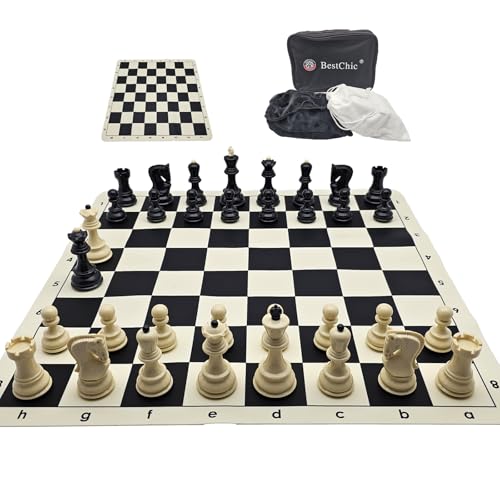 20-inch Foldable Silicone Easy-to-Clean Large Chess Set, Family Retro Adult and Children's Chess Portable Travel Game Chess Set with Storage Bag, Ideal for Outdoor and Travel Use.