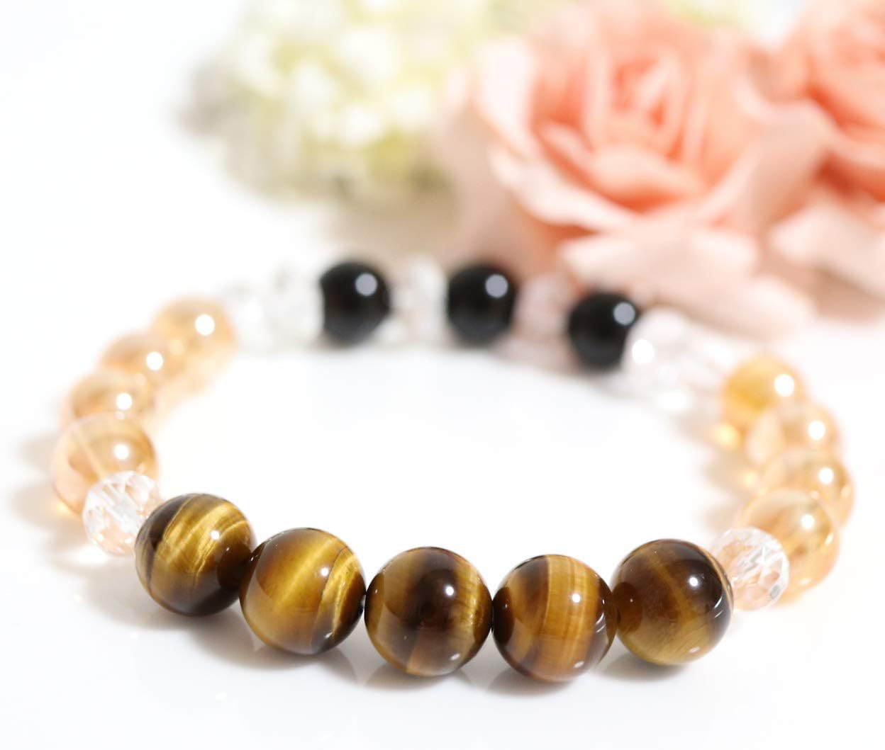 甘夏  ★天然石ブレスレット ♪ 358 パワーストーンブレスレット・タイガーアイミックス8mm (6803