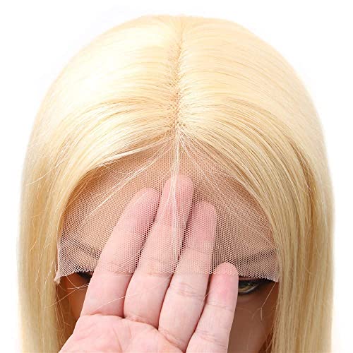 T-Part 613 Blonde Lace Front Wigs Human Hair for Black Women 13x4x1 Middle Part Lace Wig with Baby Hair Pre Plucked Brazilian Remy Hair 9A 150% Density 14 Inch