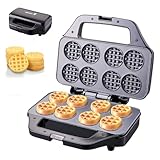 NOVAKA Mini Gofrera de 8 Orificios con Doble cara Antiadherente, Mini Máquina para Waffles, Compacta y Fácil de Usar,...