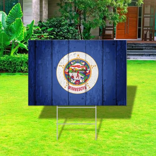 Minnesota Flag Yard Sign with H-Stakes 12x18 Inch Double Sided