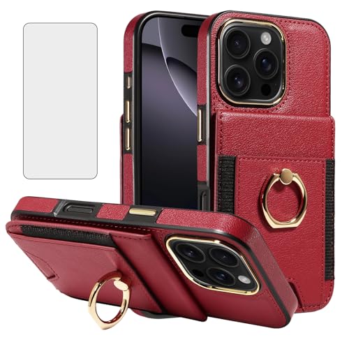 Étui portefeuille iPhone 16 Pro Asuwish porte-carte protection verre trempé