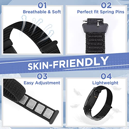 Image of Nylon Bands Compatible for Fitbit Inspire 3 /Inspire 2 /Inspire /Inspire HR /Ace 3 /Ace 2 Bands, Breathable Sport Replacement Straps Soft Adjustable Solo Loop Nylon Wristband for Women Men Kids