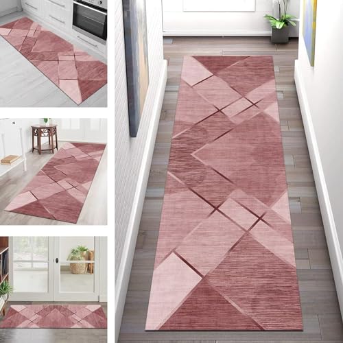 Tapis de couloir rouge 80x400 cm lavable et antidérapant pour salon