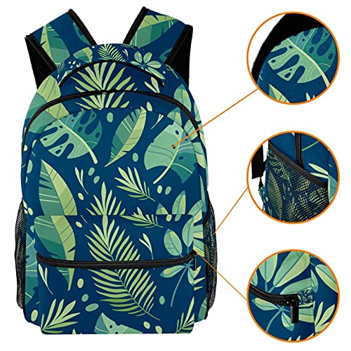Sac à dos de voyage campus vert motifs tropicaux pour filles et garçons
