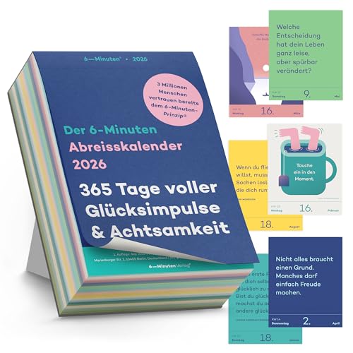 6-Minuten® Abreisskalender 2026 täglich – Achtsamkeitskalender 2026 – 365 Glücksimpulse & Sprüche im Tageskalender...