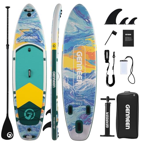 Image of Inflatable Stand-Up Paddle Boards - Available 32 inch /33 inch /34 inch Widths Inflatable Paddle Board with SUP Accessories, Camera Mount, Basic All-Around SUP Board for All Skill Levels, Up to 450lbs