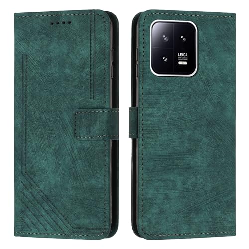 Étui pour Xiaomi 13 housse portefeuille verte en simili cuir avec fente pour carte bancaire