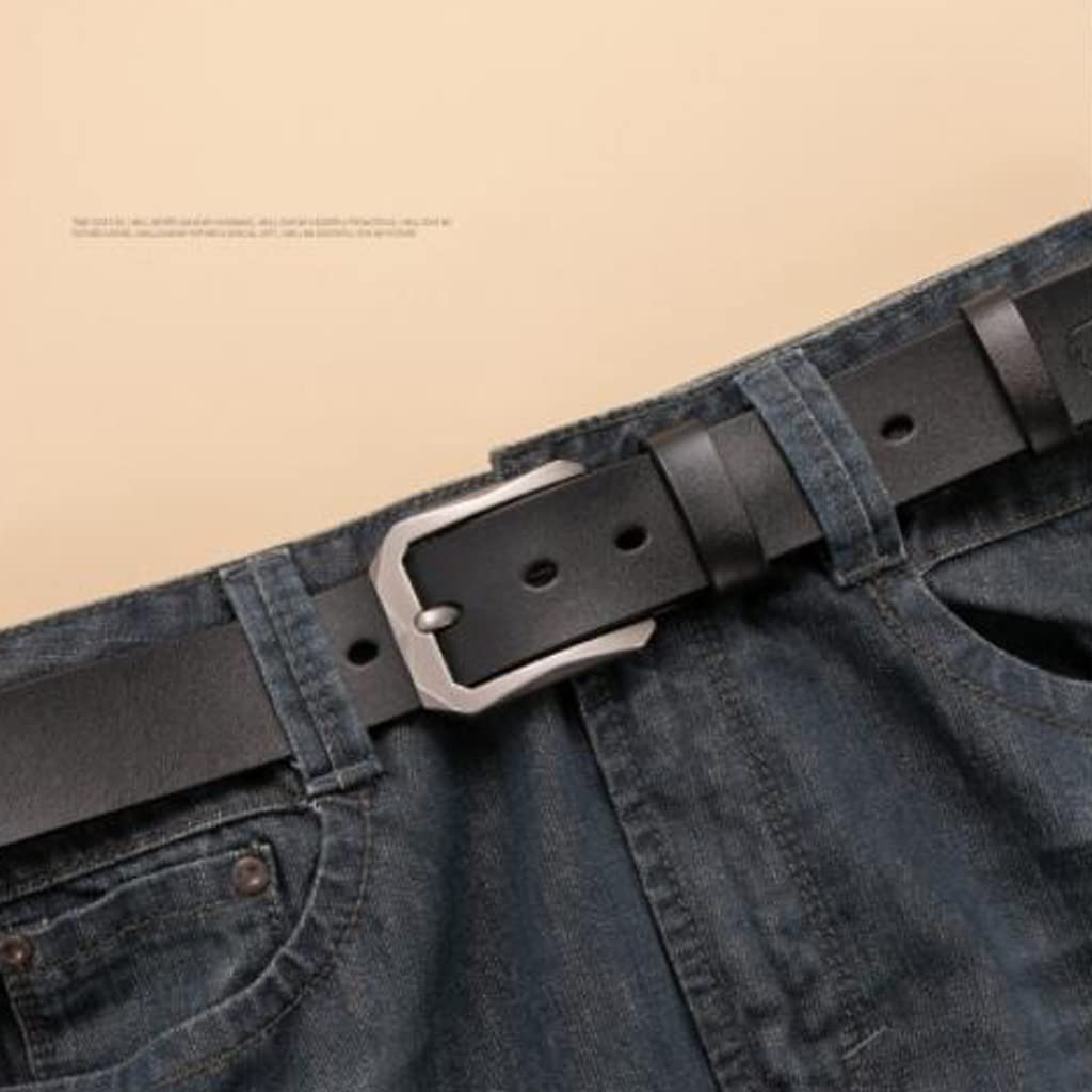 Cinturón clásico para Hombres Cinturones de Cuero Genuino 100% Hebilla de Pasador de aleación Cinturones Casuales de Longitud Ajustable para el Trabajo y los Negocios