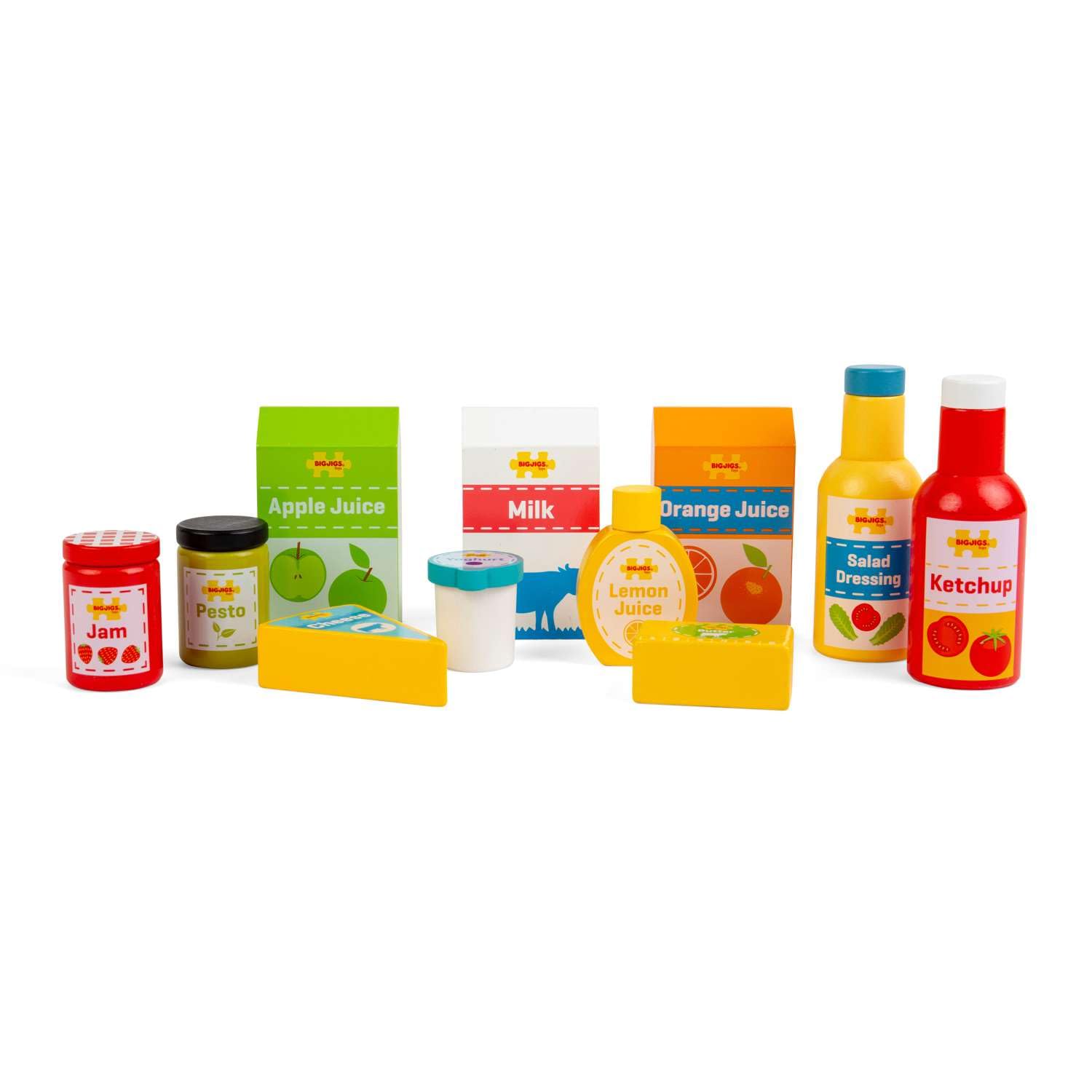 Bigjigs Toys Chilled Groceries Set | Kitchen Accessories for Pretend Fridge | Wooden Food for Shop Role Play | Shopping Gifts for 3+ Year Old Toddler | Supermarket Themed Educational Toy for Children