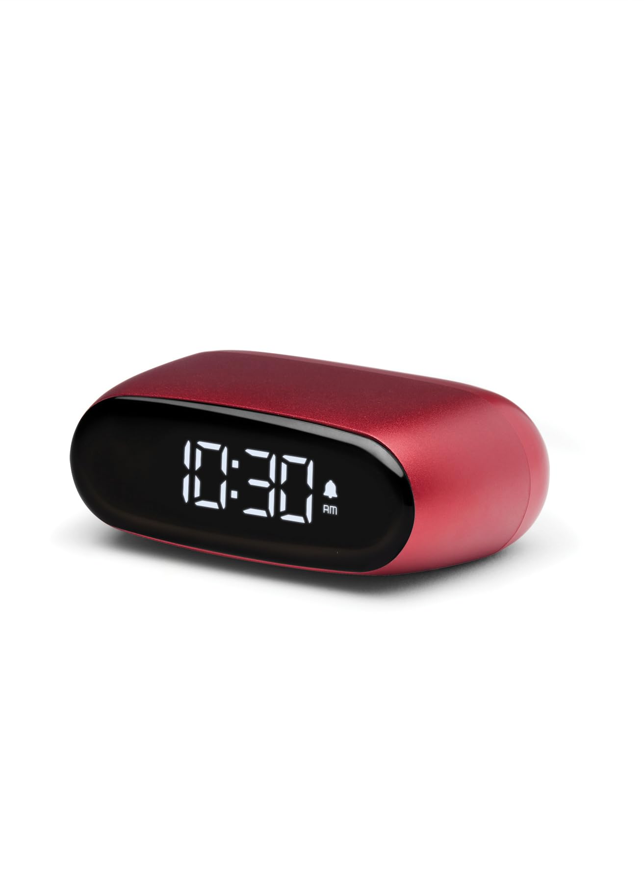 Lexon Minut Mini Compact Alarm Clock with VA LCD Screen, Touch Control, Snooze Function and Backlight, Rechargeable Battery, Aluminium Finish (Aluminium Polished)
