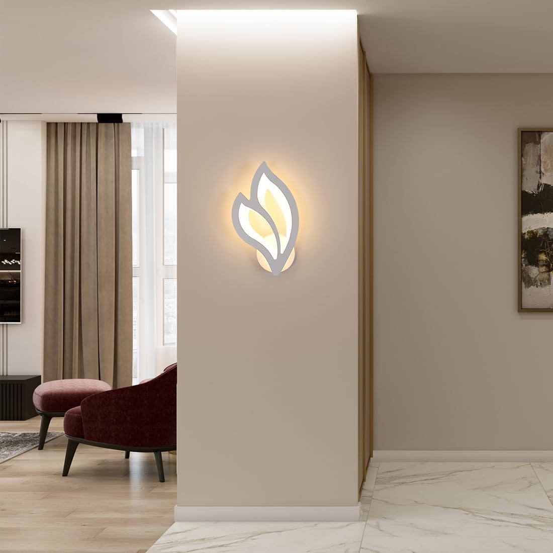 Applique da Parete Interno, 13W 1500LM 3000K Luce Bianco Calda Lampada da Parete a LED a Forma di Fiore in Acrilico, Lampada a Muro Moderna per Corridoio, Camera da Letto, Soggiorno