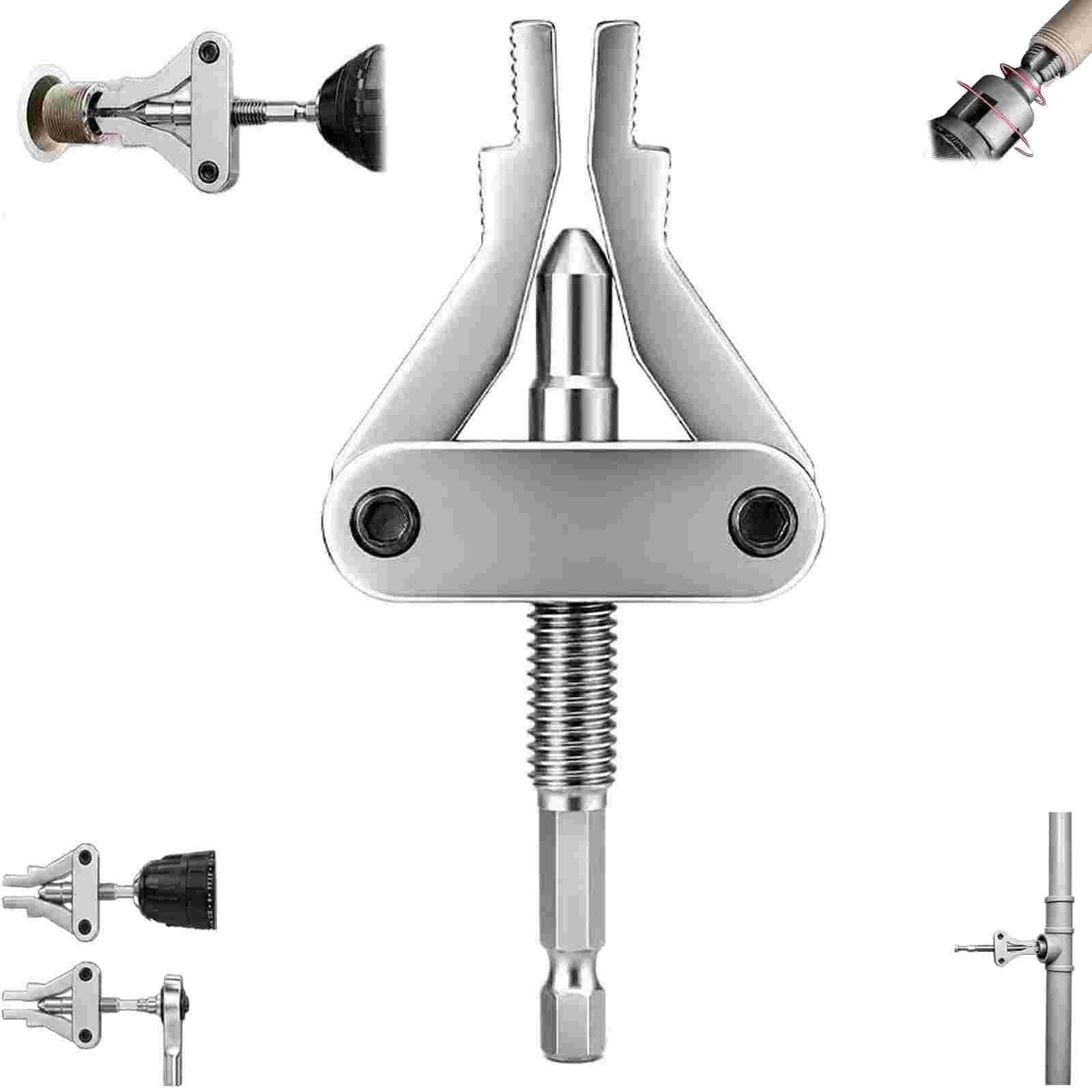 Broken Pipe Extractor Tool,Damaged Screw Bolt Thread Valve Remover Tool,3-in-1 Heavy Duty Drill-Powered Thread RemovalTool,Fast Drill-Powered Broken Fitting RemovalTool for 1/2" 3/4" 1" Pipes