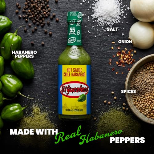 Image of El Yucateco Green Habanero Hot Sauce, Authentic Mexican Chile Habanero Sauce, 8 fl oz (240 ml), Gluten Free (Pack of 1)