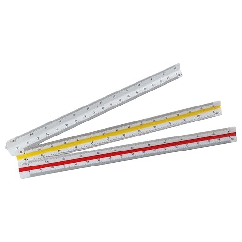 Regla de escala arquitectónica de 3 piezas, regla de escala triangular multicolor de 12 pulgadas, regla técnica de redacción de regla de papelería