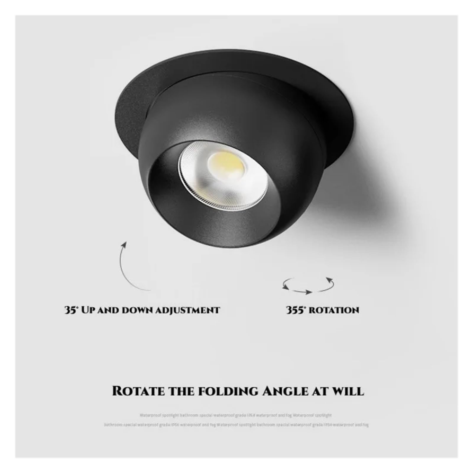 Round 355 Angle Rotate Dimmable LED COB Recessed Downlight 7W 9W 12W Ceiling Spot Light Background For Indooor Living Room(Black,NATURAL WHITE_10W)