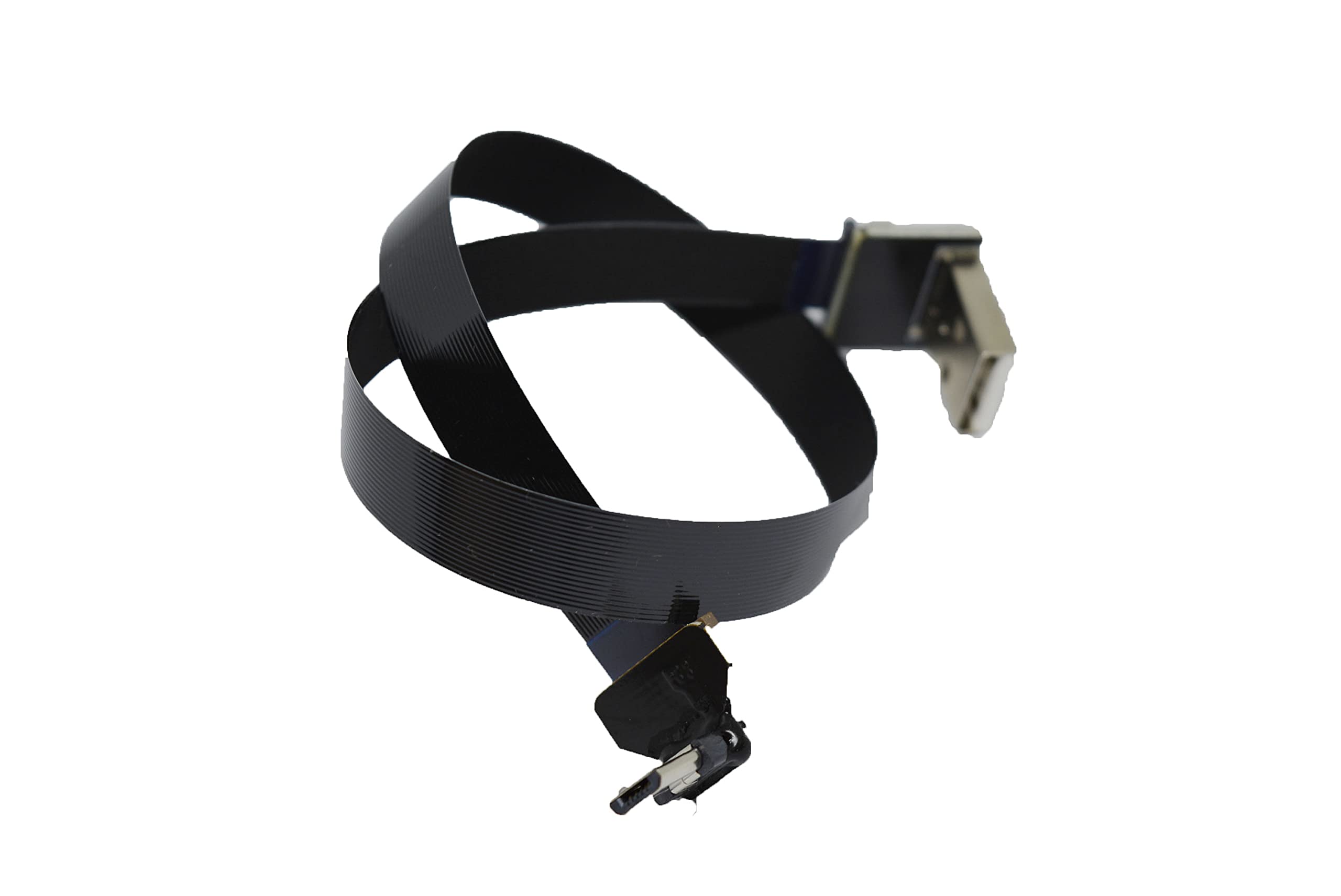 Long Flat Slim Thin Ribbon FPC Micro USB Male 90 Degree Angled up to Standard USB A Male 90 Degree Angled for sync and Charging Black (50CM Micro USB 2 to Standard USB A UP)