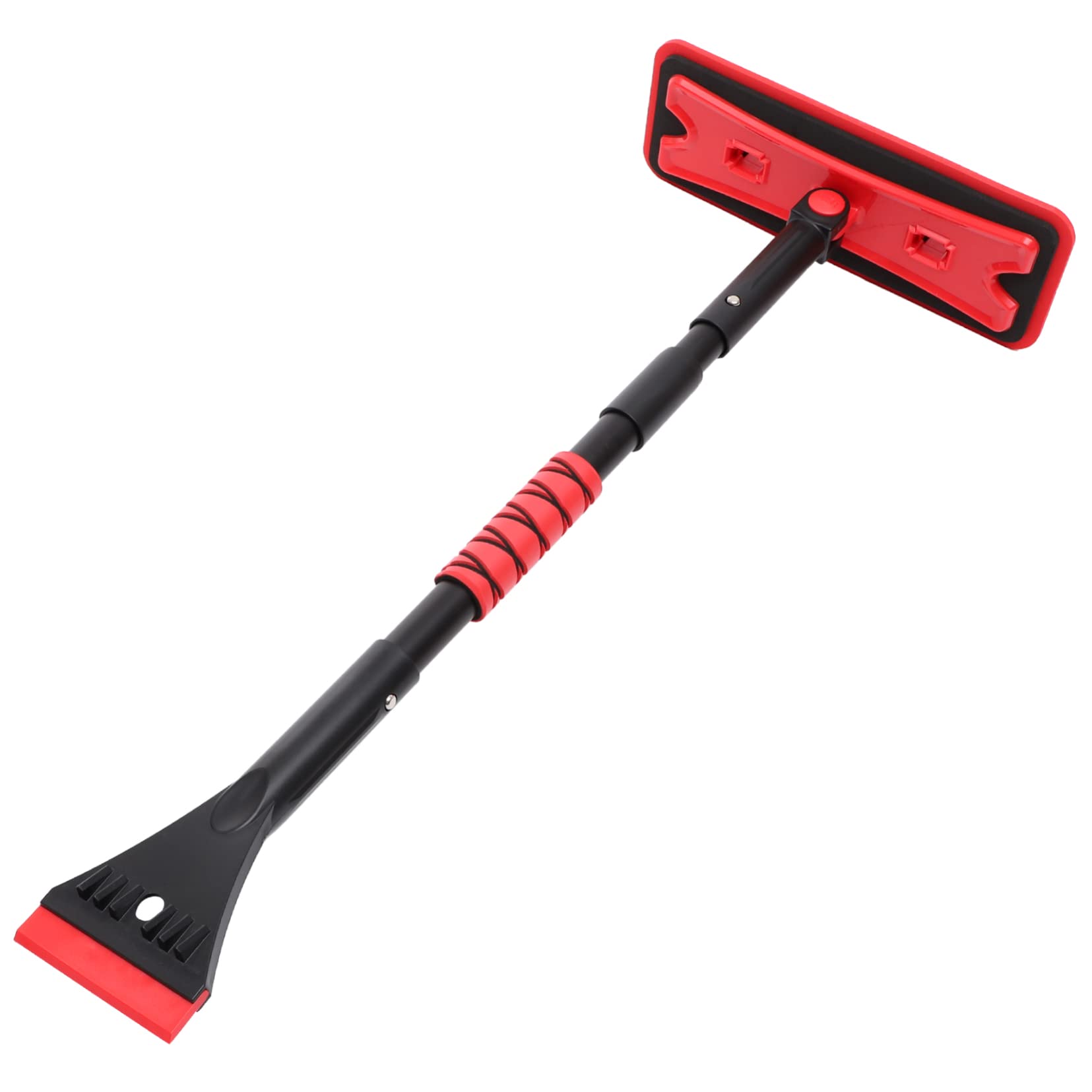 Grattoir à Glace pour Pare-brise, Brosse à Neige Rétractable 7 Angles | Alliage D'aluminium et Eva, Rotation 360 Degrés, Montage et Retrait Faciles, Rouge, pour Voiture