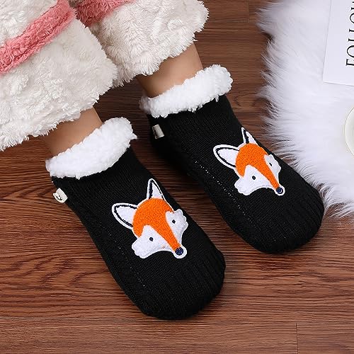 Image of ZYZX Cute Animal Slipper Socks for Women with Grips,Fuzzy Socks Indoor