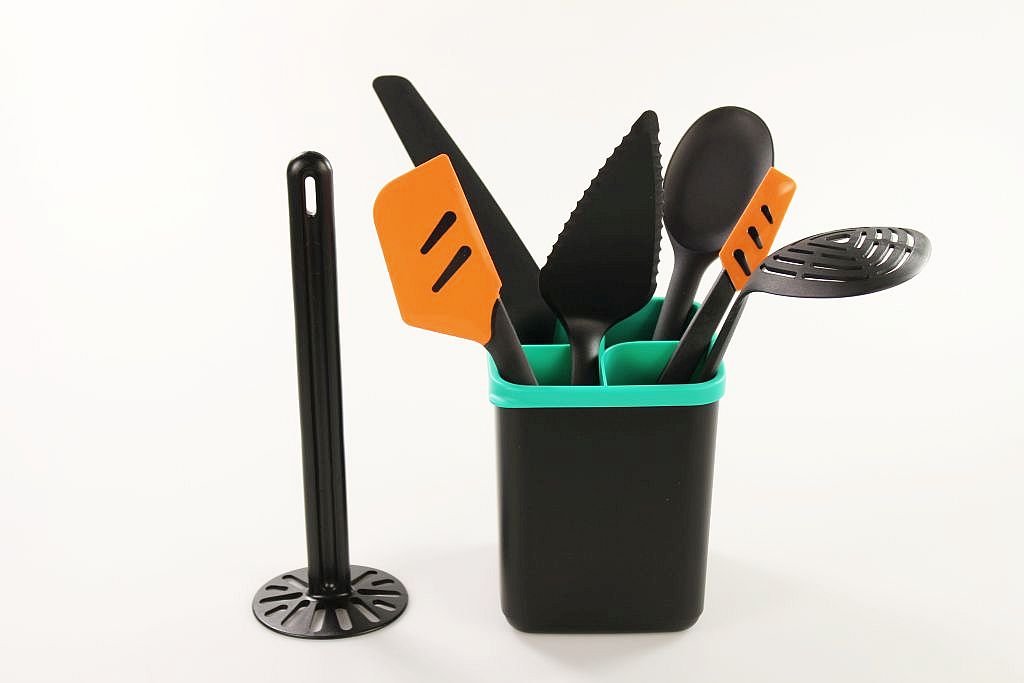 Tupperware Griffbereit Heber+Pürier-Meister+Ordnungstopf+Kochlöffel+Palette (8) P 27055 - Küchenutensilien-Set - Kunststoff - Schwarz