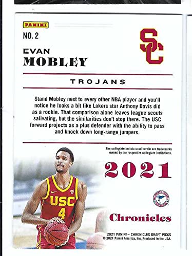Carte Evan Mobley 2021 Panini Select Draft Picks In Flight Bleue Auto /49 PSA 9