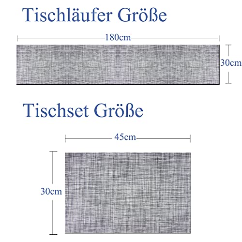 Sets de table lavables pour repas de famille complet avec nappe chemin de table gris chic