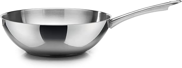 طاسة ووك مع مقبض من الستانلس ستيل 28، من زهران، فضي