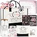 TUZELIYA 40 Geburtstag Frauen - Vintage 1986 Geburtstagsgeschenk Set für Mama, Freundin, Kollegin, Schwester - 7tlg inkl. Canvas-Shopper, Kosmetiktasche, Trinkglas, Duftkerze, Schlüsselanhänger, Karte