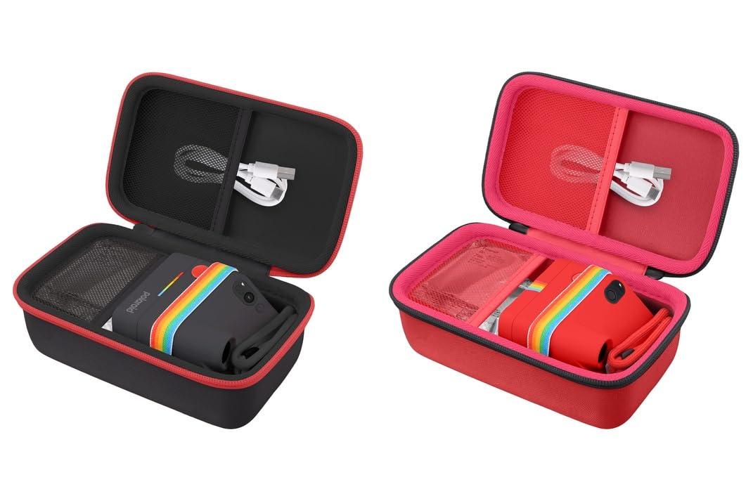 Khanka Custodia per Polaroid Go Gen 3/Gen 2/Go Mini - Nero + Rosso
