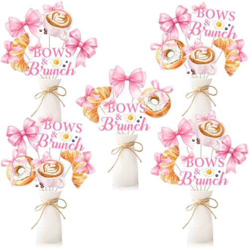 SHADOAMP Bows & Brunch Party Centerpieces Sticks Pink Bows Brunch Party Decoration...