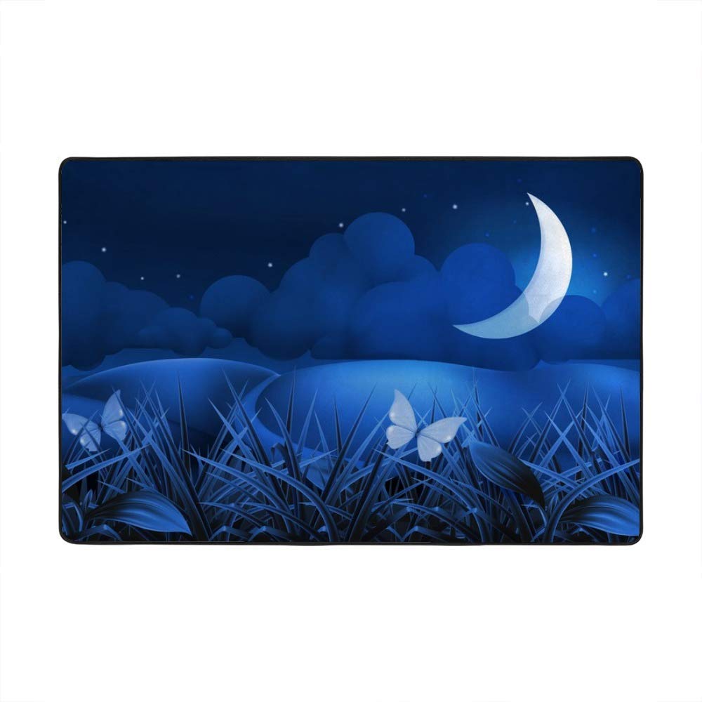 Tapis de sol bleu foncé Ruchen, grand tapis salon au design nuit