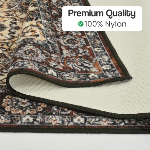 Image of FRESH FROM LOOM Luxury Carpet for Living Room, Hall & Bedroom | 100% Nylon | Anti Skid | Anti Fade | Rubber Backing Grip | Quick Cleaning | Washable (Dark-Brown| Size:- 90x150 Cm or 3x5 Fts)