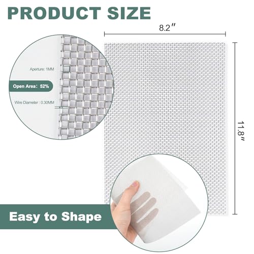 6pcs chayufun 304 stainless steel wire mesh screen 1mm hole 20 mesh no rust and sturdy easy to cut heat-resisting metal mesh for vent window screen mesh cage filter mesh diy projects etc
