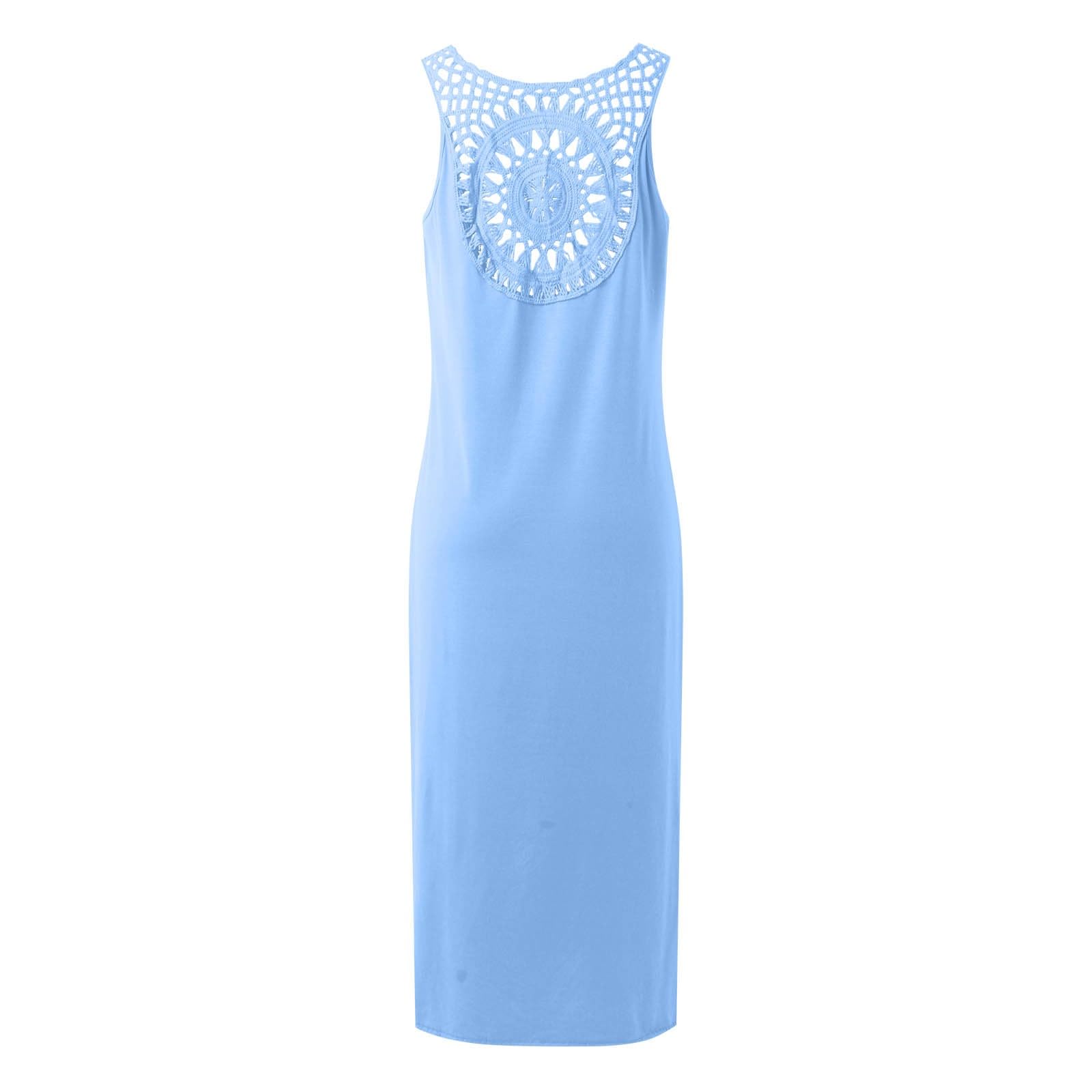 Vestido De Verano for Mujer Largo Vestidos Largos Sueltos Ocasionales Traje Playa 2026 for Resort Sin Mangas Ahueca hacia Fuera El Tiras con Abertura Lateral Encaje, Menta