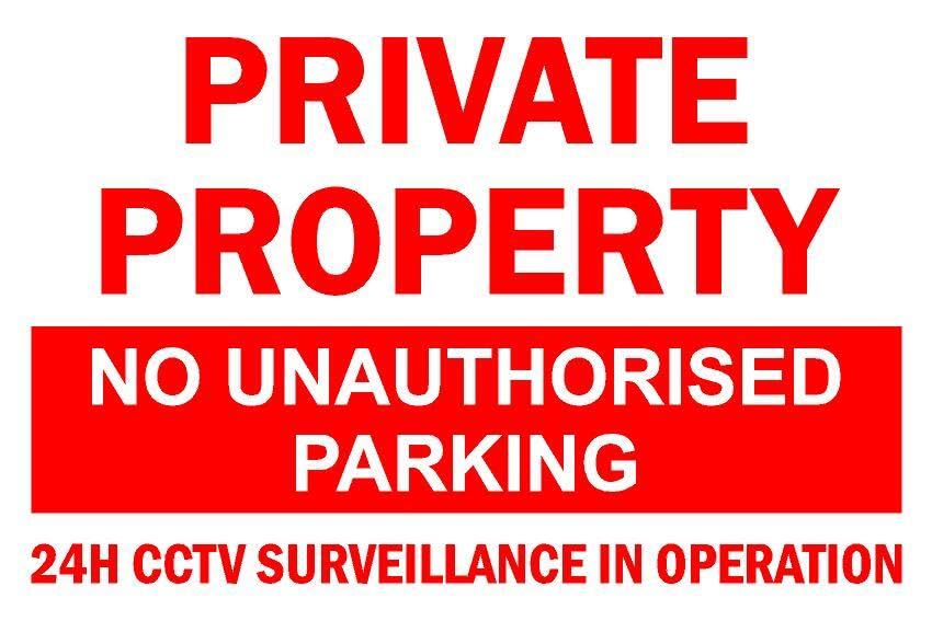 Private property no unauthorised parking 24h CCTV in operation prohibition sign - 1mm flexible Plastic sign (600mm x 400mm)