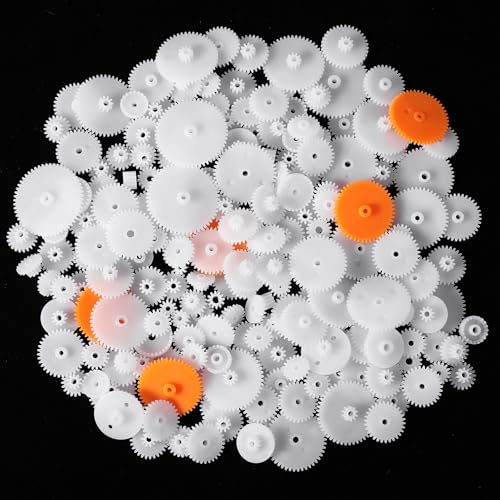200PCS White Plastic Gears Module 0.5 Plastic Single Gear Spindle Small Motor Gears for DC Motor DIY...