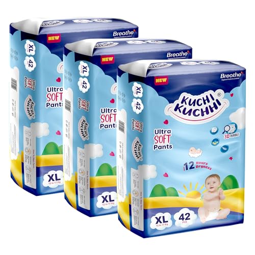Image of Premium super soft baby diaper with a 3D bubble top and super absorbent core | Added active leak barriers and wetness indicators - XL Size, 126 Count