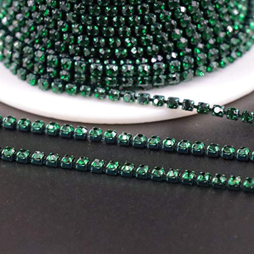 Jerler 10 Yards Crystal Rhinestone Trim Ss6.5/2.0Mm Close Chain For Sewing Crafts Ideal Wedding Party Diy Decoration #TOP3