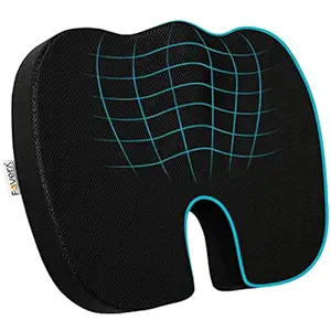 FOVERA Orthopedic Memory Foam Coccyx Seat Cushion for Tailbone, Sciatica, Lower Back Pain Relief, Ergonomic Contoured Cushion for Office/Home Chair & Wheelchair (M-Below, Mesh Black, Pack of 1)