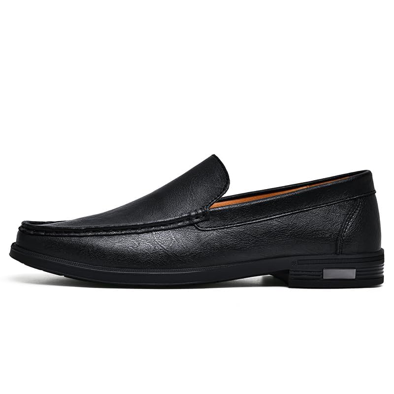 Mens Casual Leather Loafers, Slip-On Dress Boat Shoes, Blue, Black, White, Gray3