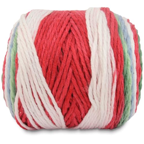 Image of ThreadArt Ombre Yarn - Big Chunky Yarn Cake, 300g - Holiday 10 | Thick Super Bulky #6 for Knitting & Crochet - Variegated 100% Soft Acrylic Fiber - 336 Yards