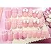 Dongcrystal 24Pcs 3D Bling Nail Art Jewelry Glitter Rhinestone Flower Decor Nail Tips Pink Bowknot Fake Nails